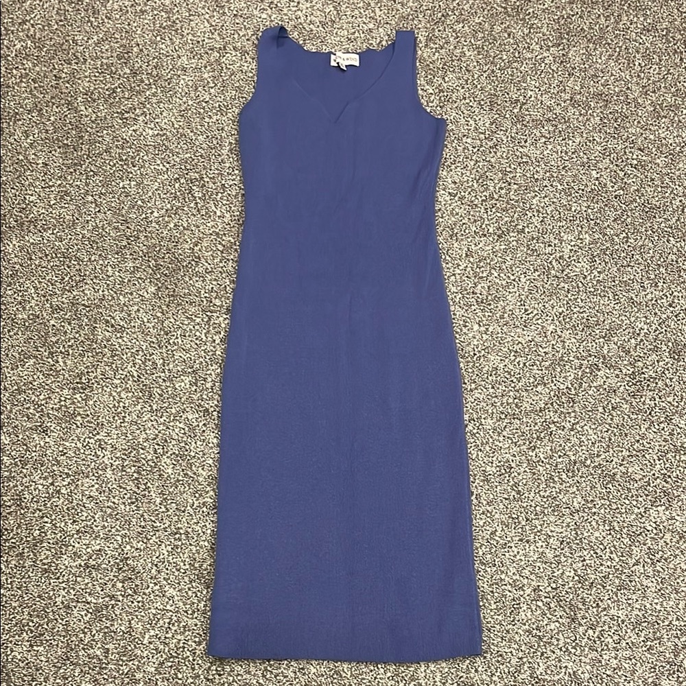 Willow Blue Halter Sheath Midi Dress Cocktail